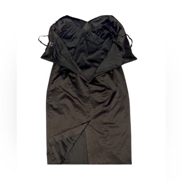 XOXO Black Cocktail Dress Vintage Sexy Satin Effect Form Fitting Chic Size 9/10 - Picture 2 of 5